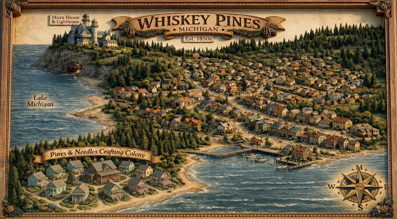 Map of Whiskey Pines and Pines & Needles Crafting Colony