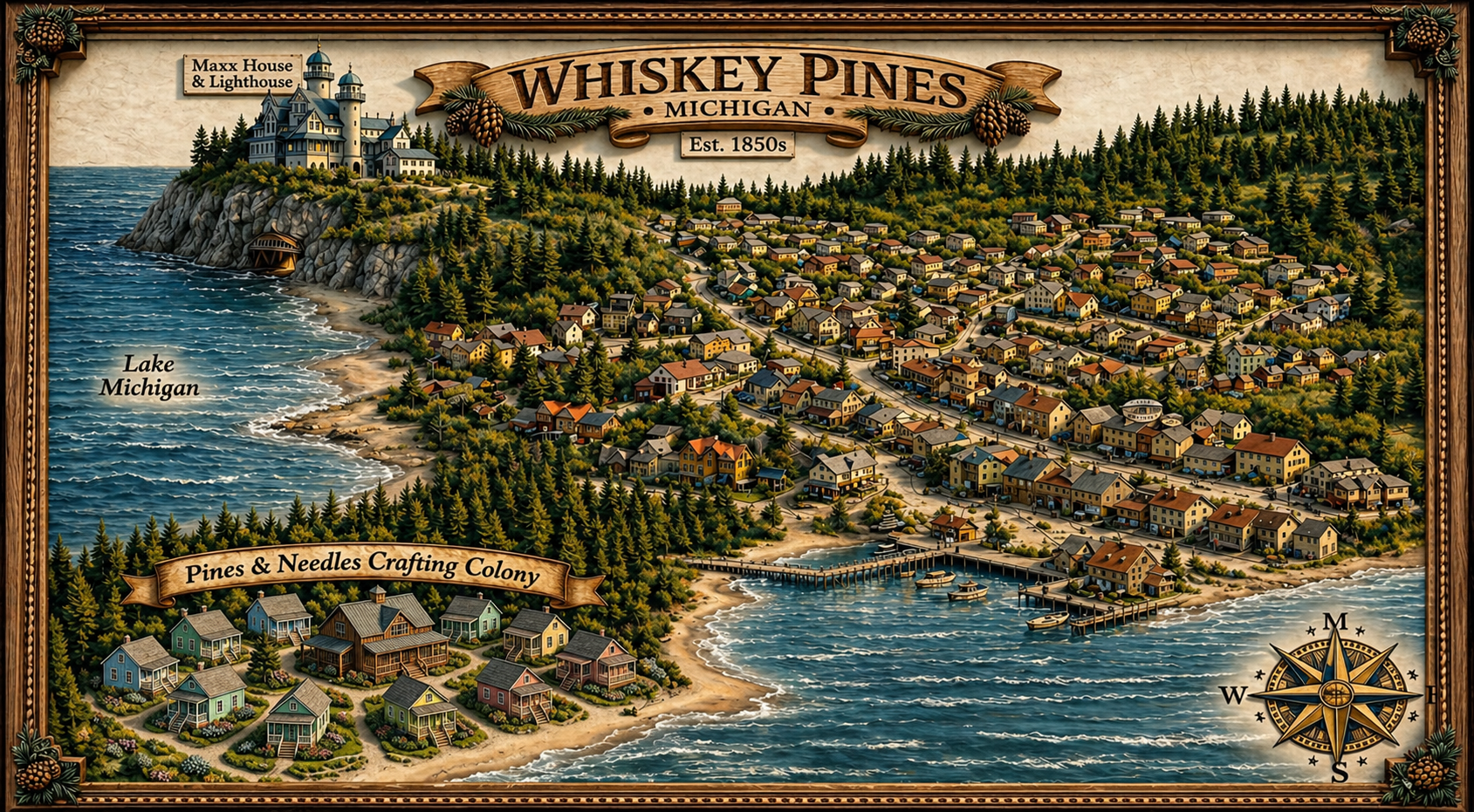 Map of Whiskey Pines and Pines & Needles Crafting Cottages